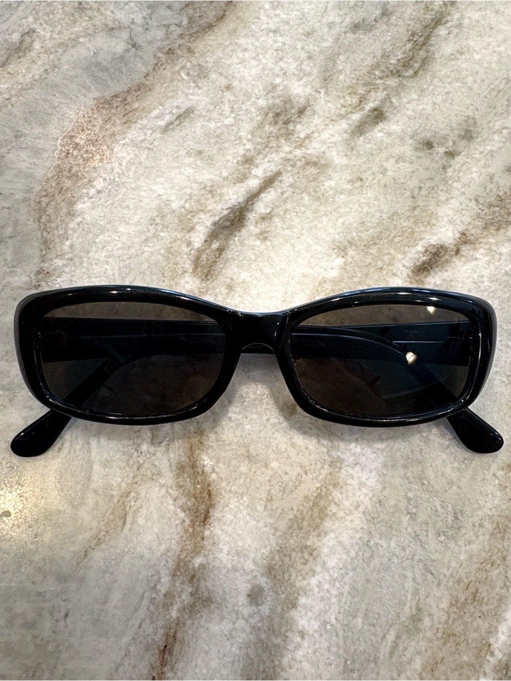 Vintage Designer Classic Black Women's Rectangle Sunglasses